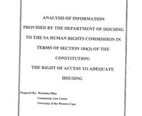 The Right of Access to Adequate Housing in Terms of Section 184(3) of the Constitution.