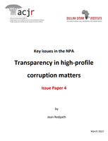 NPA Issue Paper 4: Transparency in high-profile corruption matters | by Jean Redpath