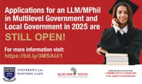 Applications for an LLM/MPhil in Multilevel Government and Local Government in 2025 are STILL OPEN!