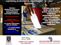 BURSARIES: LLM/MPHIL in Multilevel Government - 2017
