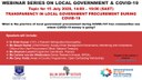 WEBINAR SERIES ON LOCAL GOVERNMENT AND COVID-19