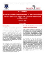 POLICY BRIEF: Leveraging Public Food Procurement for Non-communicable Diseases (NCD) Prevention in South Africa: Responsibilities and Opportunities