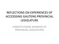 Presentation: Landrosa reflections of experiences accessing Gauteng Provincial Legislature
